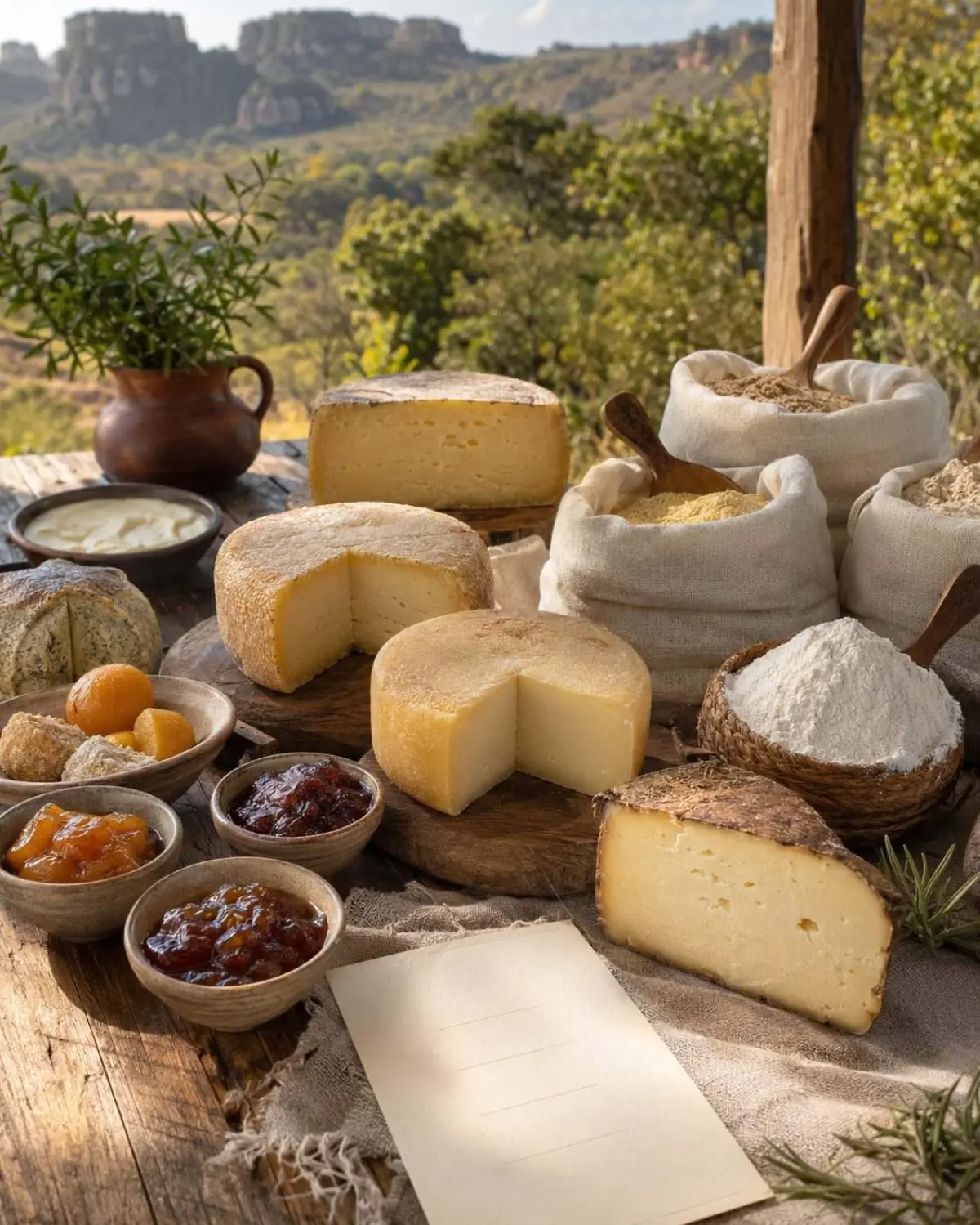 Queijos, doces e farinhas